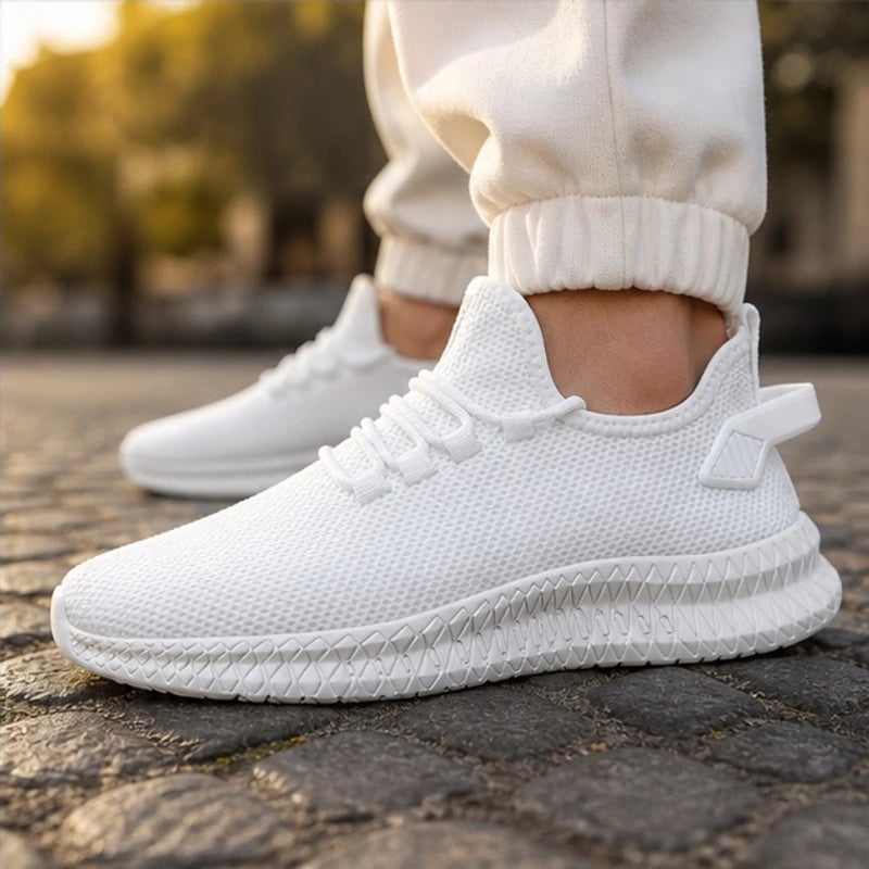 Truett Knit Mesh Sneaker - White - Sneakers - Hendlys - Image 1
