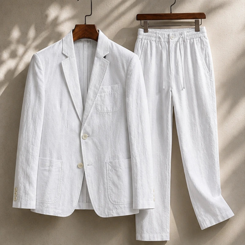 Palma 2-Piece Linen Set - White - Outfit Set - Hendlys - Image 1