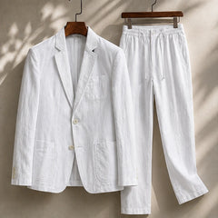 Palma 2-Piece Linen Set - White - Outfit Set - Hendlys - Image 1
