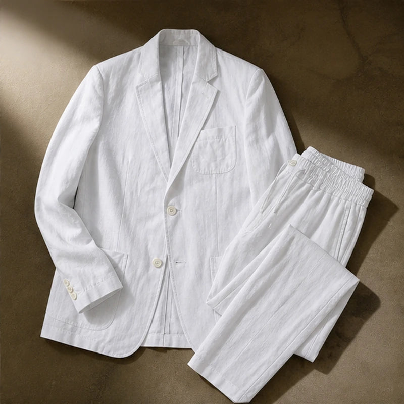 Palma 2-Piece Linen Set - White - men's linen set - Hendlys - Image 2