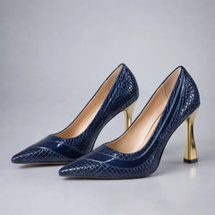 Maria May Metallic Heels - Blue - women's heels - Hendlys - Image 1
