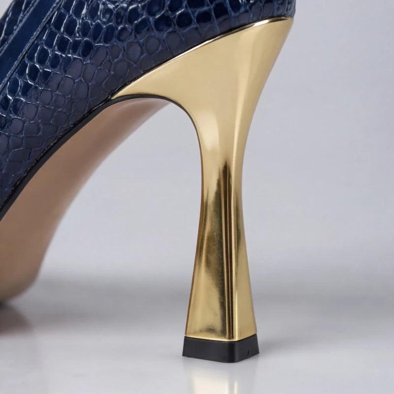 Maria May Metallic Heels - Blue - metallic heels - Hendlys - Image 3