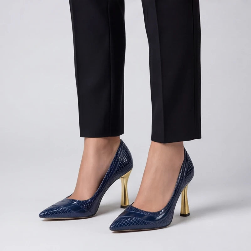 Maria May Metallic Heels - Blue - stiletto heels - Hendlys - Image 4