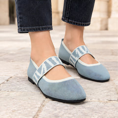 Valenne Women's Elastic-Strap Mary Jane Flats - Gray - Shoes - Hendlys - Image 2