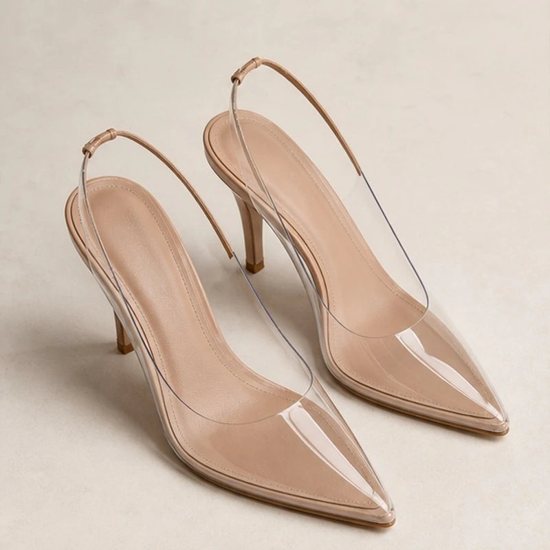 Valentina Transparent Pumps - Crystal Nude - women heels - Hendlys - Image 3