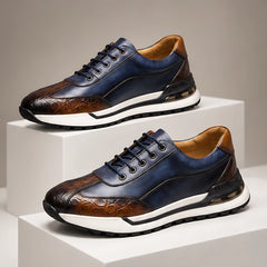 Valerio Men's Croc-Embossed Leather Sneakers - Blue - mens_footwear - Hendlys - Image 2