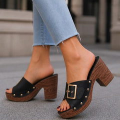 Valisse Cushioned Block Heel Platforms - Black - Shoes - Hendlys - Image 1