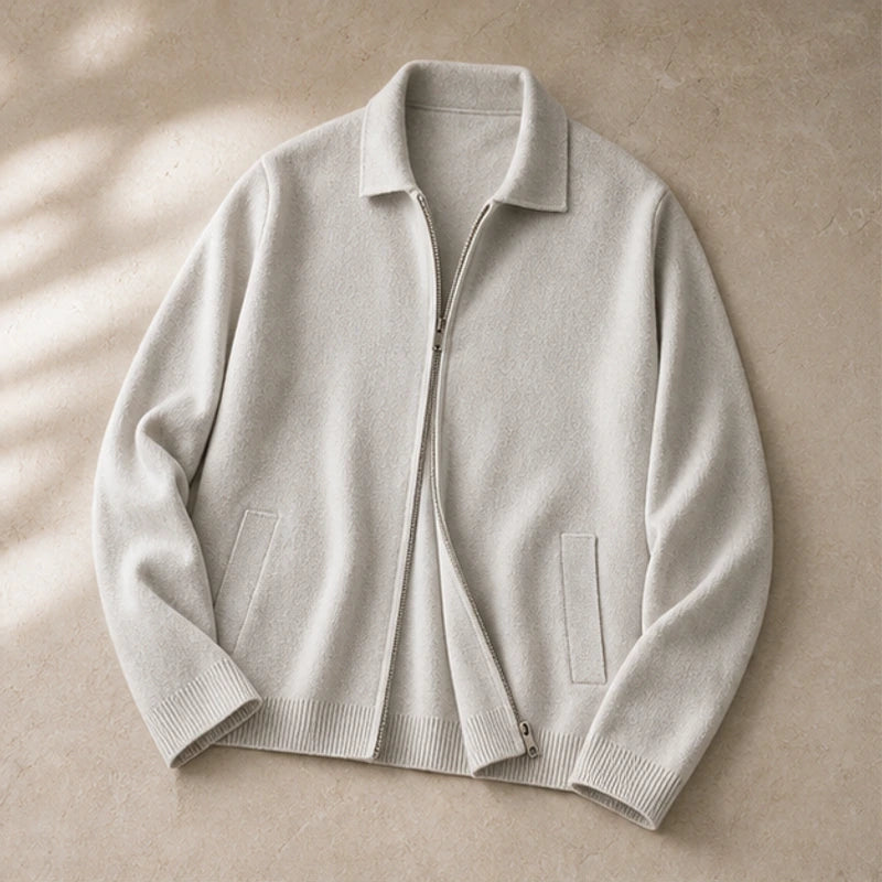 Vennicia Cashmere Cardigan - Ivory Stone - zip cardigan - Hendlys - Image 4