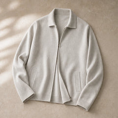 Vennicia Cashmere Cardigan - Ivory Stone - zip cardigan - Hendlys - Image 4