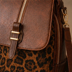 Verena Leopard Panel Leather Backpack - Lioness - Clothing - Hendlys - Image 2