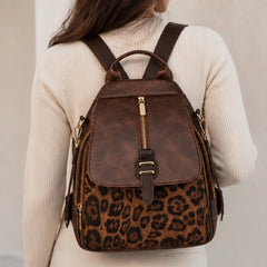 Verena Leopard Panel Leather Backpack - Jaguar - Luxury Knit - Hendlys - Image 4