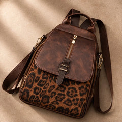 Verena Leopard Panel Leather Backpack - Jaguar - Accessories > Bags > Backpacks - Hendlys - Image 1