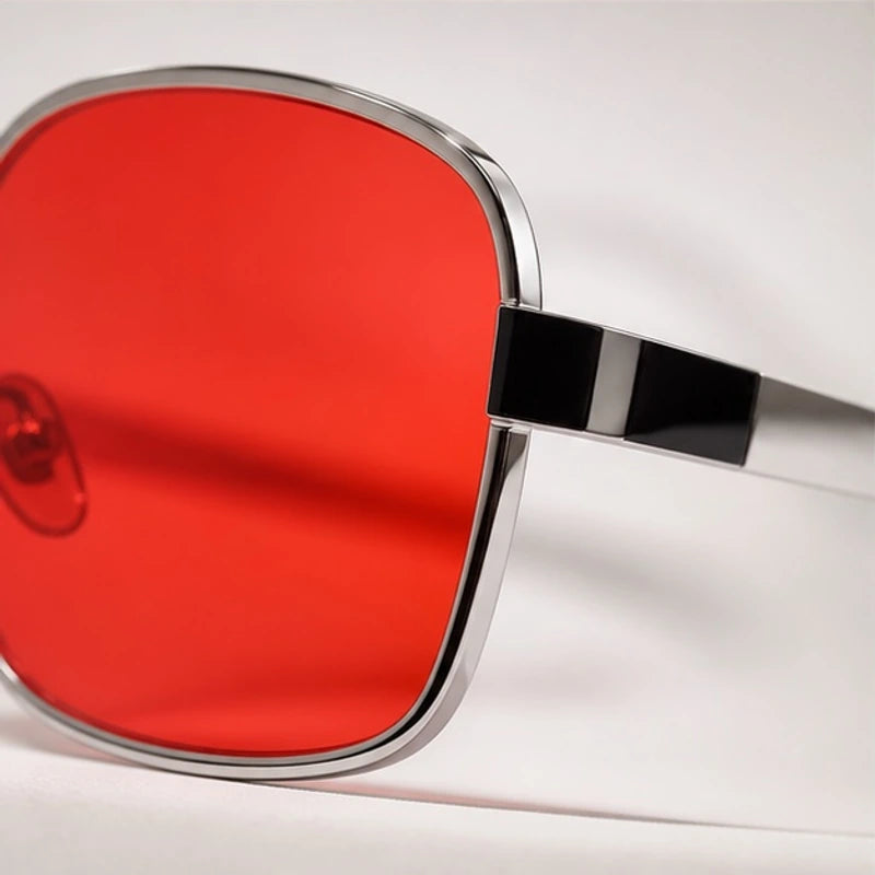 Veylan Square Aviator Sunglasses - Red - sunglasses - Hendlys - Image 2