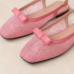 Violetta Lace Slingback Flats - Pink - female - Hendlys - Image 3