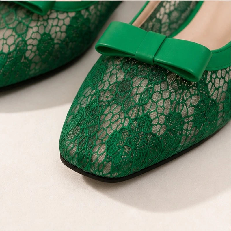 Violetta Lace Slingback Flats - Green - female - Hendlys - Image 3