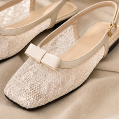Violetta Lace Slingback Flats - Cream - Women's Footwear > Flats > Slingback Flats - Hendlys - Image 2