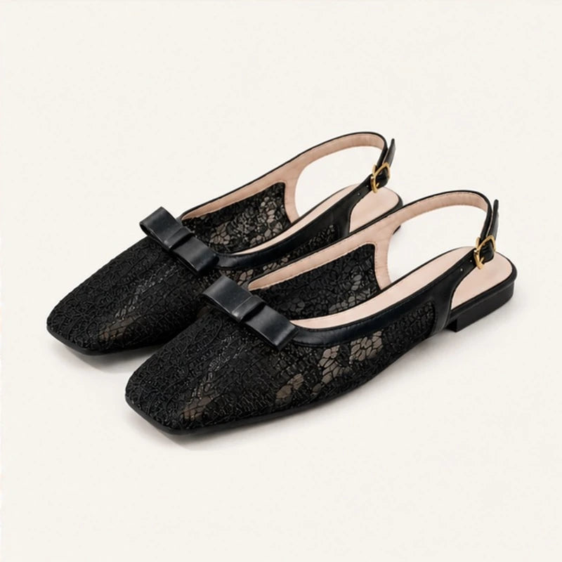 Violetta Lace Slingback Flats - Black - female - Hendlys - Image 3