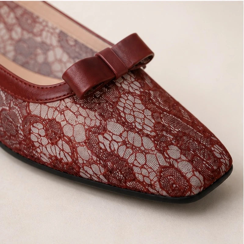 Violetta Lace Slingback Flats - Red - female - Hendlys - Image 3