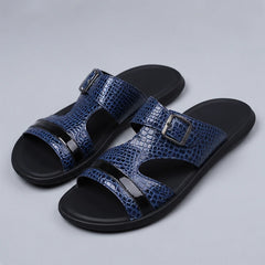 Vardon Open-Weave Leather Sandal - Blue - men's sandals - Hendlys - Image 2