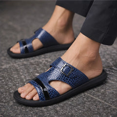 Vardon Open-Weave Leather Sandal - Blue - open-weave leather - Hendlys - Image 4