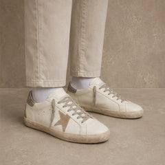 Volterra Distressed Leather Sneakers - Cream And Gold - Catalog Group: Footwear - Hendlys - Image 2