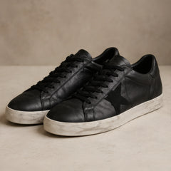 Volterra Distressed Leather Sneakers - Black - Men's Footwear > Sneakers > Low-Top Sneakers - Hendlys - Image 1