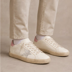 Volterra Distressed Leather Sneakers - White And Pink - Catalog Group: Footwear - Hendlys - Image 2