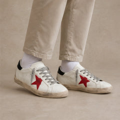 Volterra Distressed Leather Sneakers - White And Red - Catalog Group: Footwear - Hendlys - Image 2