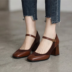 Vilano Duo Heels - Brown - square toe - Hendlys - Image 5