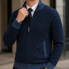 Westbury Zip Knit Sweater - Blue - Men's Clothing > Sweaters & Cardigans > Full-Zip Sweaters - Hendlys - Image 1