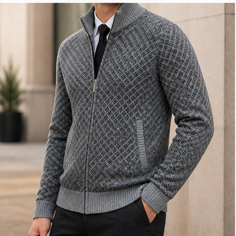 Westbury Zip Knit Sweater - Gray - Men's Clothing > Sweaters & Cardigans > Full-Zip Sweaters - Hendlys - Image 1