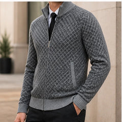 Westbury Zip Knit Sweater - Gray - Men's Clothing > Sweaters & Cardigans > Full-Zip Sweaters - Hendlys - Image 1
