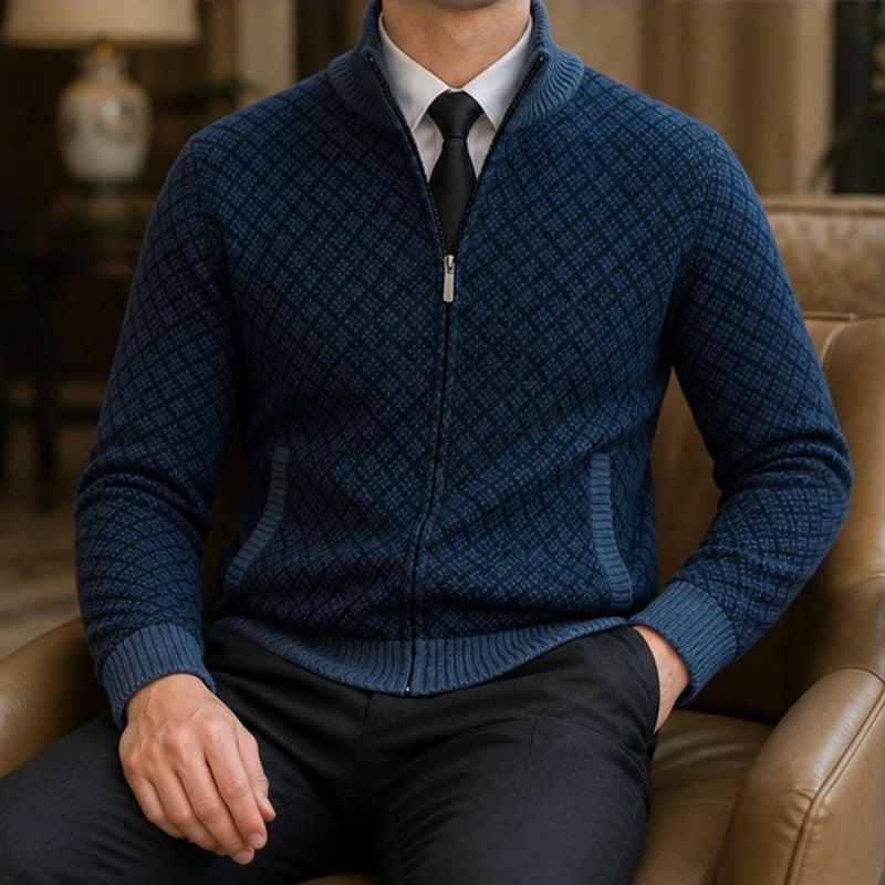 Westbury Zip Knit Sweater - Blue - Catalog Group: Clothing - Hendlys - Image 2