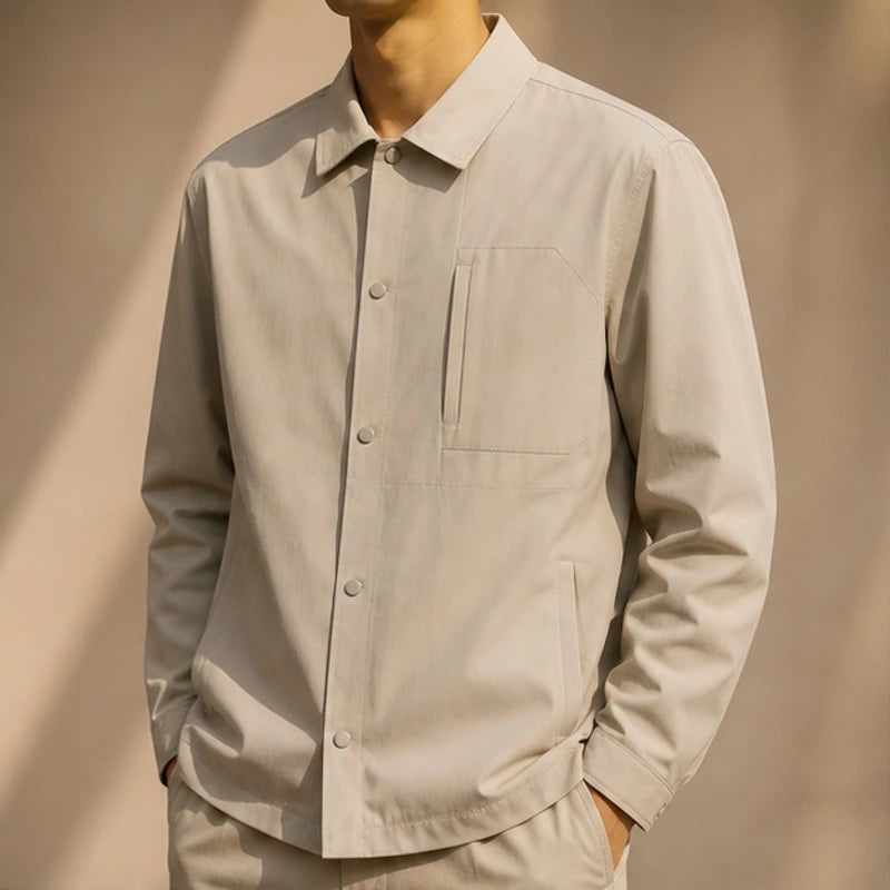 Westcott Structured Jacket - Beige - Clothing > Outerwear > Structured Collared Button-Front Jacket - Hendlys - Image 1