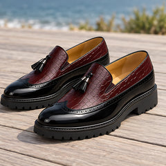 Wycombe Men's Croc-Embossed Tassel Loafers - Crimson Noir - Men's Footwear > Loafers > Tassel Loafers - Hendlys - Image 3