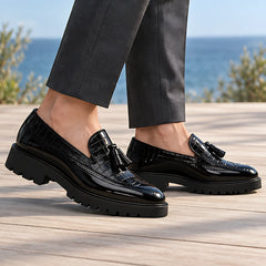 Wycombe Men's Croc-Embossed Tassel Loafers - Phantom Croc - Shoes - Hendlys - Image 2