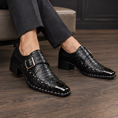 Wyndham Men's Croc-Embossed Monk Strap Shoes - Black - Men's Footwear > Dress Shoes > Monk Strap Shoes - Hendlys - Image 3