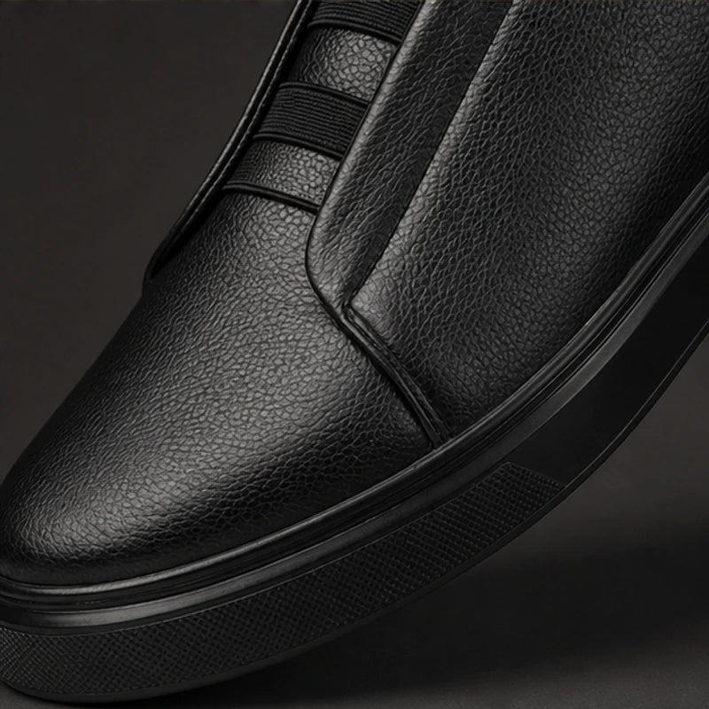 Vantinio Genuine Leather Sneakers - Black - leather sneakers - Hendlys - Image 3