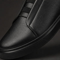 Vantinio Genuine Leather Sneakers - Black - leather sneakers - Hendlys - Image 3