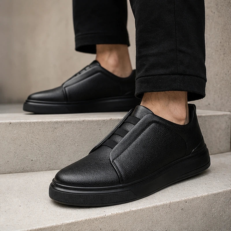 Vantinio Genuine Leather Sneakers - Black - genuine leather - Hendlys - Image 4