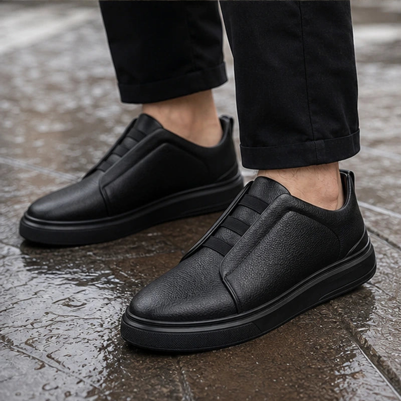 Vantinio Genuine Leather Sneakers - Black - casual shoes - Hendlys - Image 5