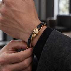 Xavian Men's Cuff Bracelet - Black & Gold (Most Popular) - Jewelry > Bracelets > Cuff Bracelets - Hendlys - Image 1