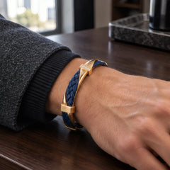 Xavian Men's Cuff Bracelet - Blue & Gold - Jewelry > Bracelets > Cuff Bracelets - Hendlys - Image 1