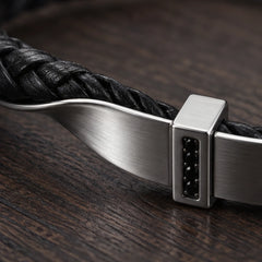 Xavian Men's Cuff Bracelet - Black & Silver - jewelry - Hendlys - Image 2
