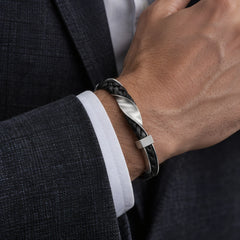 Xavian Men's Cuff Bracelet - Black & Silver - Jewelry > Bracelets > Cuff Bracelets - Hendlys - Image 1