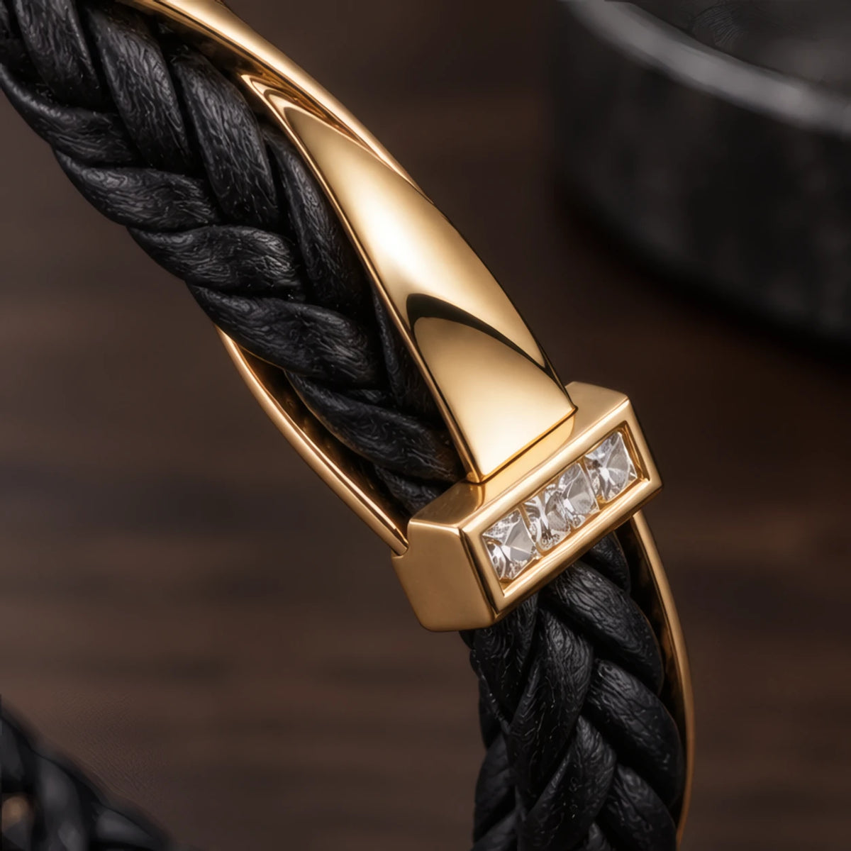 Xavian Men's Cuff Bracelet - Black & Gold (Most Popular) - jewelry - Hendlys - Image 2