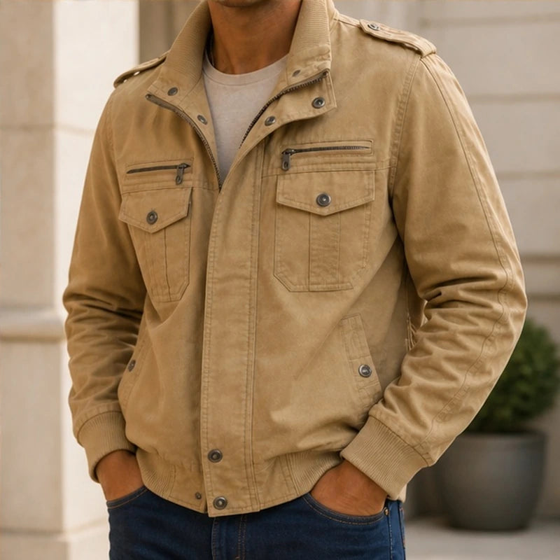 Xavier Bomber Jacket - Beige - Men's Clothing > Outerwear > Bomber Jackets - Hendlys - Image 1