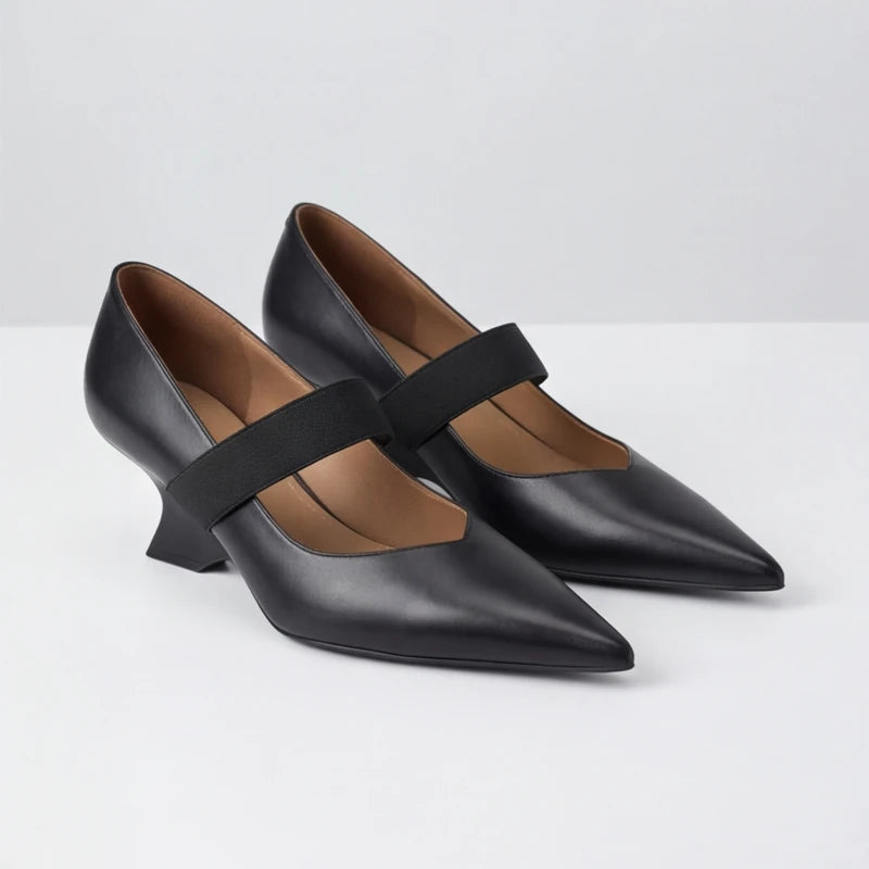 Marla Genuine Leather Heels - Black - women's heels - Hendlys - Image 2