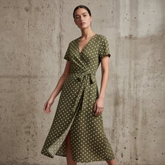 Santorini Maxi Polka Dot Dress - Green - women's dress - Hendlys - Image 2