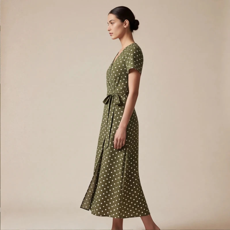 Santorini Maxi Polka Dot Dress - Green - maxi dress - Hendlys - Image 3